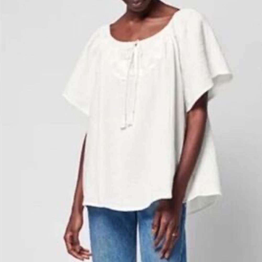 NWT Faherty Organic Cotton Embroidered Blouse Size XS
